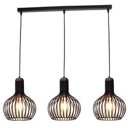 Suspension Fantasia RAGA avec 3x E27, coloris noir et cuivre