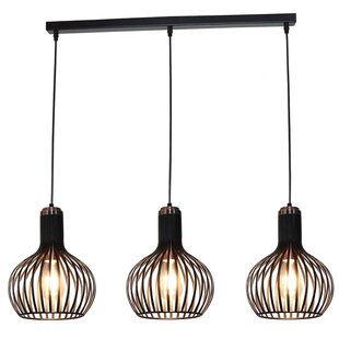 Rio elegant 3x E27 pendant black + copper