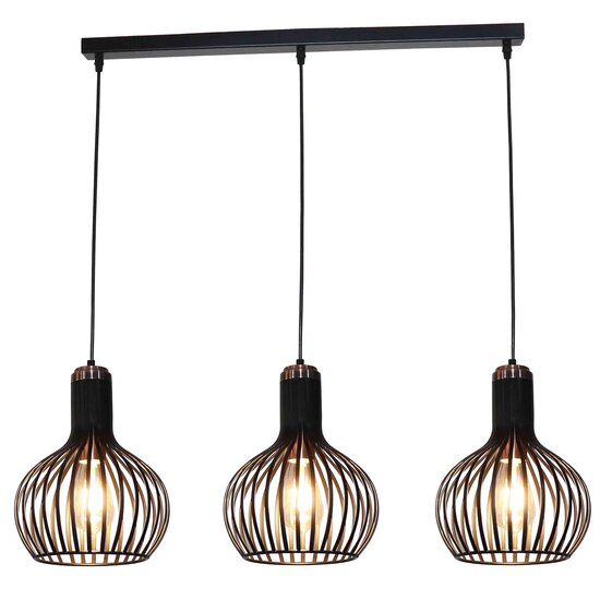 Rio elegant 3x E27 pendant black + copper