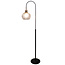 Fantasia Lámpara de pie Fantasia Raga en negro y cobre, base de acero, casquillo E27, altura 166,5 cm