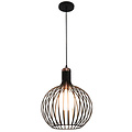 Rio elegant 1x E27 pendant black + copper Ø35cm