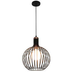Rio elegant 1x E27 pendant black + copper Ø35cm