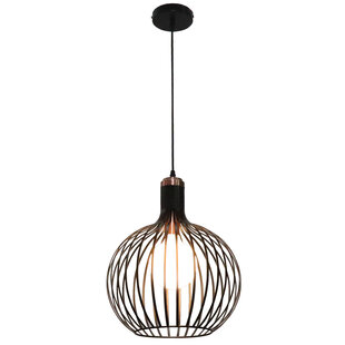 Rio elegant 1x E27 pendant black + copper Ø35cm