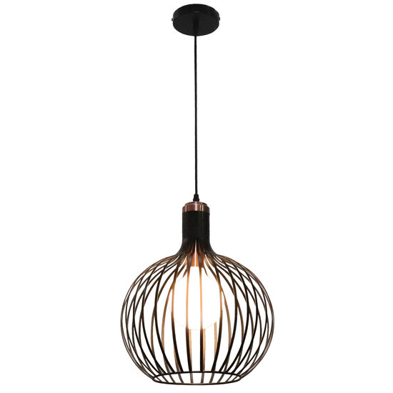 Fantasia RAGA hanglamp met 1x E27-fitting, stalen armatuur zwart met koper, diameter 35 cm, hoogte 41 cm, IP20.