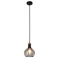 Suspension Fantasia Raga avec douille E27, structure en acier noir aux détails cuivrés, Ø16 cm, IP20