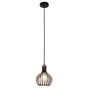 Rio elegant 1x E27 pendant black + copper Ø16cm