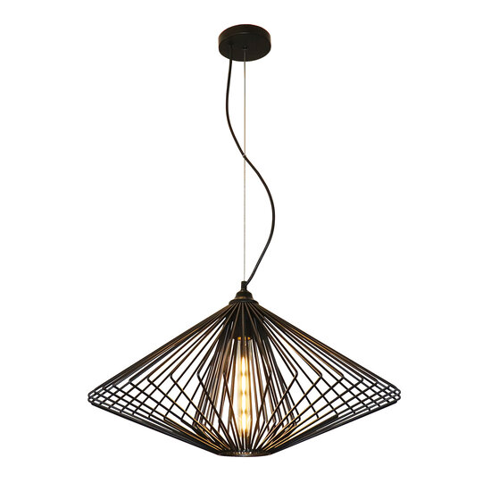 Fantasia Lámpara colgante Fantasia Davos de acero negro, Ø60 cm, altura 29 cm, casquillo E27, IP20