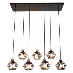 Fantasia Shary lámpara colgante negro+cobre, 7x E27