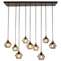 Fantasia Shary pendant lamp black+copper - steel 9-light pendant with E27 sockets, IP20