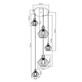 Fantasia Shary hanglamp zwart+koper - stalen 5-lichts pendellamp met E27 fitting, IP20
