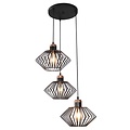 Fantasia Fantasia Shary lámpara colgante negro+cobre redonda - luminaria de acero con 3 puntos de luz, E27