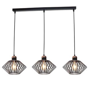 Fantasia Shary suspension noir+cuivre barre, 3x E27
