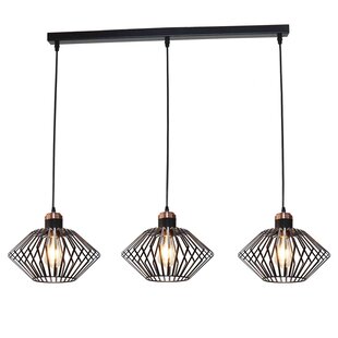 Shary 3x E27 pendant black + copper beam