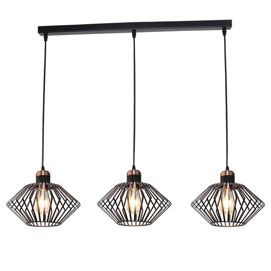 Shary 3x E27 suspension noir + faisceau cuivre