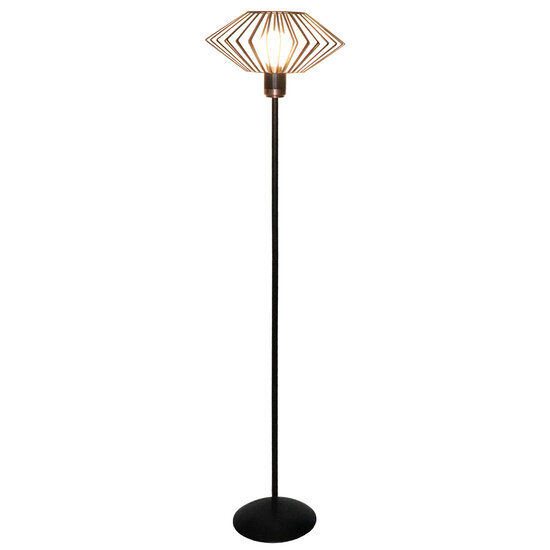 Fantasia Shary vloerlamp zwart+koper - stalen staande lamp met 1x E27 fitting, hoogte 164 cm