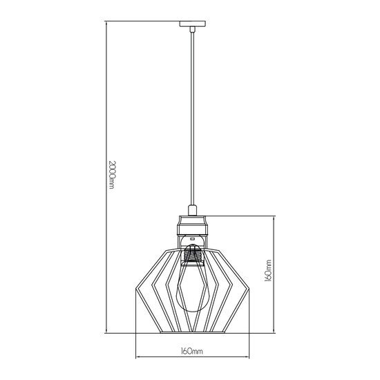 Shary 1x E27 Ø16cm pendel zwart + koper