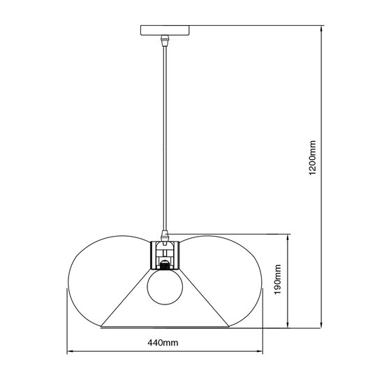 Jolien 1x E27 pendel Ø43cm zwart