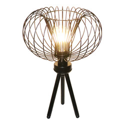 Fantasia Julia lámpara de mesa E27 negro acero, Ø33 cm, altura 48 cm