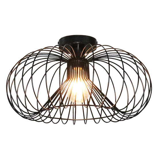 Fantasia Fantasia Julia plafondlamp met 1x E27-fitting, zwarte stalen behuizing, diameter 44 cm en hoogte 24 cm, IP20