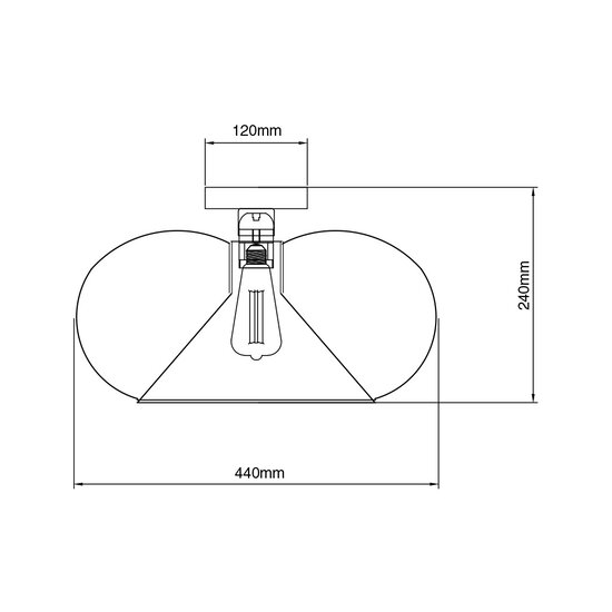Fantasia Fantasia Julia plafondlamp met 1x E27-fitting, zwarte stalen behuizing, diameter 44 cm en hoogte 24 cm, IP20
