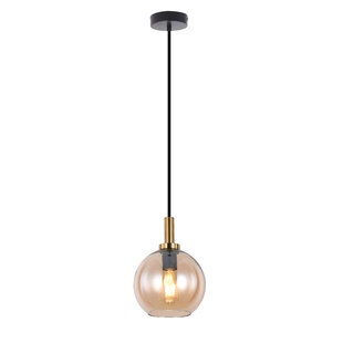 Colgante Fantasia Osira Ø200mm E27 negro-oro, cristal ámbar