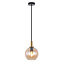 Fantasia Colgante Fantasia Osira con pantalla de cristal ámbar Ø200mm, estructura de acero negro-oro, casquillo E27, IP20, 1 punto de luz