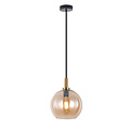 Fantasia Colgante Fantasia OSIRA, estructura de acero negro-oro con pantalla de cristal ámbar, casquillo E27, Ø250mm, IP20