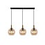 Fantasia Suspension Osira E27, 3 lumières, structure acier noir-or avec globes en verre ambré 3x Ø200mm, IP20, dimmable