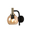 Iris wall light E27 Black + gold, amber glass Ø150mm