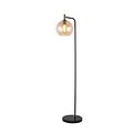 Lámpara de pie Fantasia Osira E27 negro-oro, cristal ámbar Ø250mm - lámpara de acero con 1 punto de luz, IP20
