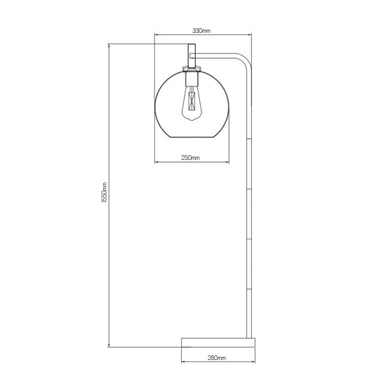 Lampadaire Iris E27 Noir + or, verre ambré Ø250mm