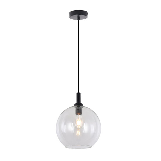 Fantasia Fantasia Osira hanging lamp E27 black, clear glass Ø250mm - steel pendant lamp with 1 light point, IP20
