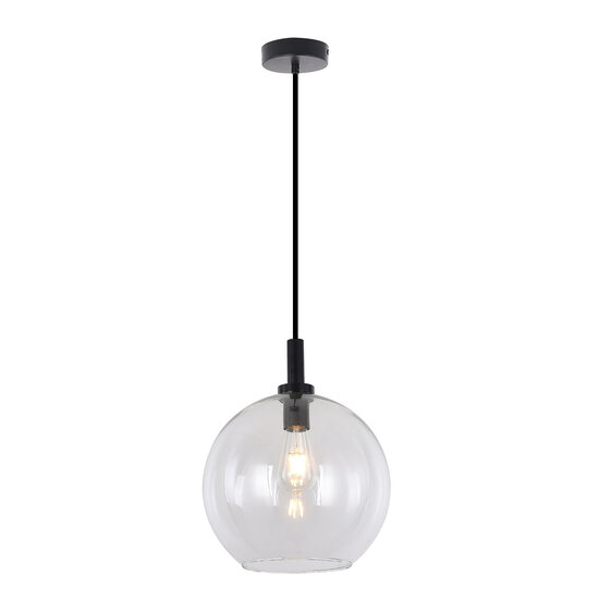 Fantasia Suspension Fantasia Osira E27 noir, verre clair Ø300mm - suspension en acier, 1 point lumineux, IP20