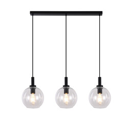 Aris élégante suspension E27 3L Noir, verre clair 3x Ø200mm