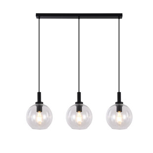 Aris elegante hanglamp E27 3L Zwart, helder glas 3x Ø200mm