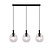 Aris elegant hanging lamp E27 3L Black, clear glass 3x Ø200mm
