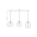 Fantasia Osira hanging lamp E27 3L black, clear glass 3x Ø200mm - steel pendant lamp with 3 light points, IP20