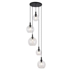 Fantasia Osira Hängelampe E27 5L schwarz, klares Glas