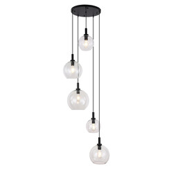 Fantasia Osira hanging lamp E27 5L black, clear glass