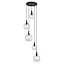 Suspension Fantasia Osira E27 5L noir, verre clair - suspension en acier, 5 points lumineux, IP20