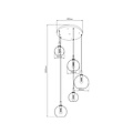 Suspension Fantasia Osira E27 5L noir, verre clair - suspension en acier, 5 points lumineux, IP20