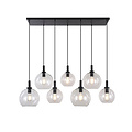 Aris grande suspension E27 7L Noir, verre clair 3x Ø200mm, 4x Ø250mm