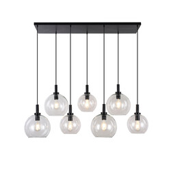 Aris grande suspension E27 7L Noir, verre clair 3x Ø200mm, 4x Ø250mm