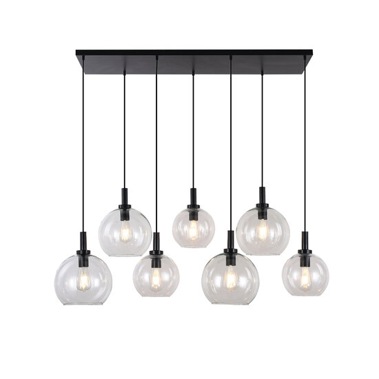 Fantasia Fantasia Osira hanging lamp E27 7L black, clear glass - steel pendant lamp with 7 light points, IP20