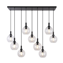 Fantasia Osira suspension E27 noir, verre clair, 9 points