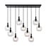 Fantasia Fantasia Osira pendant lamp with 9 light points, black steel frame, clear glass 9x Ø20 cm, E27 fitting, width 115 cm, IP20