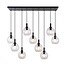 Fantasia Osira pendant lamp, black steel frame, 9x E27 fitting, 9 clear glass balls Ø20 cm, width 115 cm, dimmable