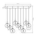 Fantasia Fantasia Osira pendant lamp with 9 light points, black steel frame, clear glass 9x Ø20 cm, E27 fitting, width 115 cm, IP20