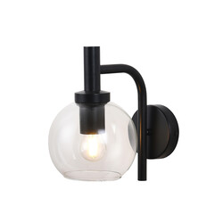 Fantasia Osira wall light E27 black, clear glass Ø150mm