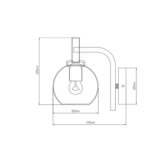Aris Wandleuchte E27 Schwarz, Klarglas Ø150mm